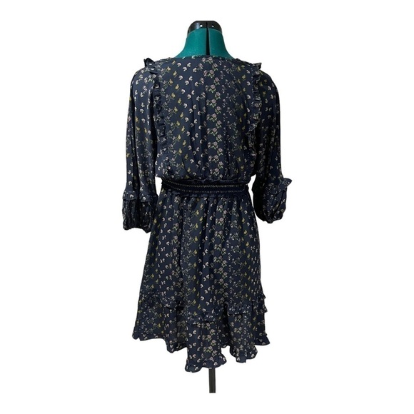 Max Studio Womens V-Neck Empire Waist Dress medium Navy Floral - Picture 4 of 9